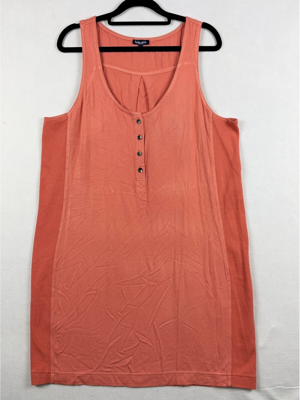 Splendid Coral Sleeveless Henley Tank Dress Medium 100% Viscose Casual Knit - Picture 4 of 9